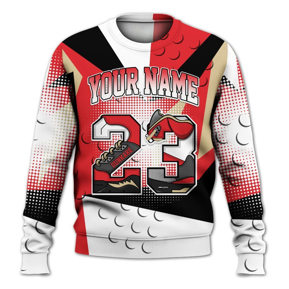 Sweatshirt To Match Prime 93 Fire Red - Poly Custom Name Number 23 5s All Over Print