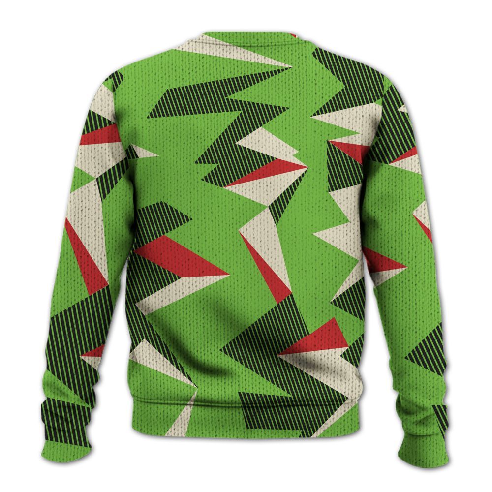 Knitted Sweater To Match Air Max Waffle SP Action Green - Geometric Camouflage Pattern