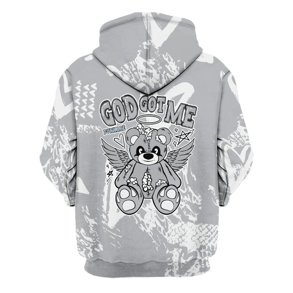 Hoodie To Match Low OG Wolf Grey 1s - Gods Guides Me Bear Heart Grunge All Over Print