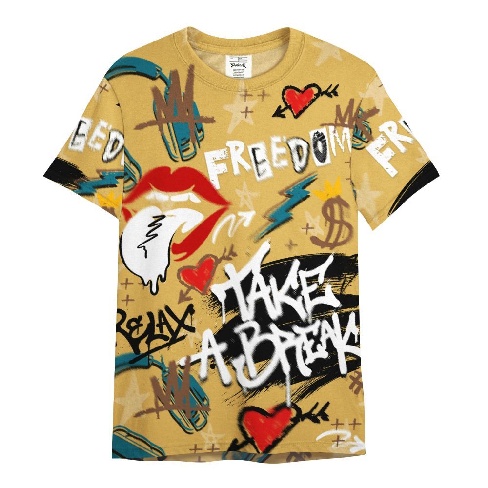 Shirt To Match Retro Cacao Wow 4s - Take Break Freedom Graffiti Streetwear All Over Print