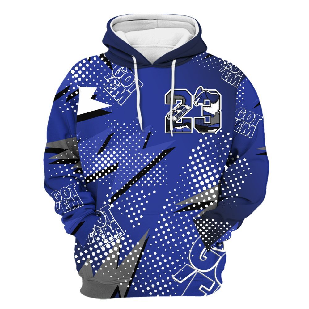 Hoodie To Match Air Max Plus Black Racer Blue - Custom Name Number 23 5s All Over Print