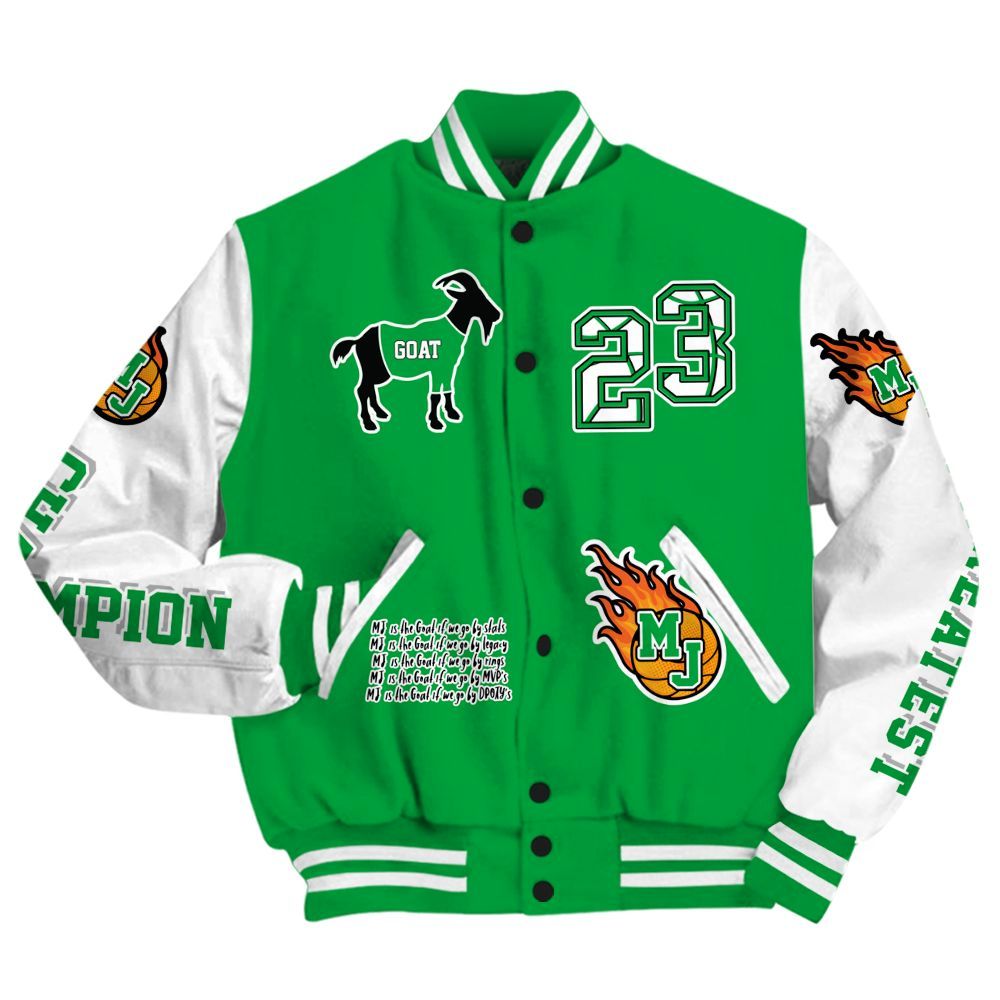 Varsity Jacket To Match Low Lucky Green 1s - 23 G.0.A.T Jump Up Basketball All Over Print