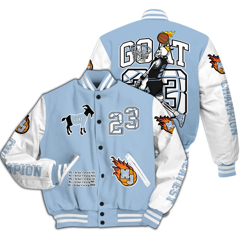 Varsity Jacket To Match High University Blue 1s - 23 G.0.A.T Jump Up Basketball All Over Print