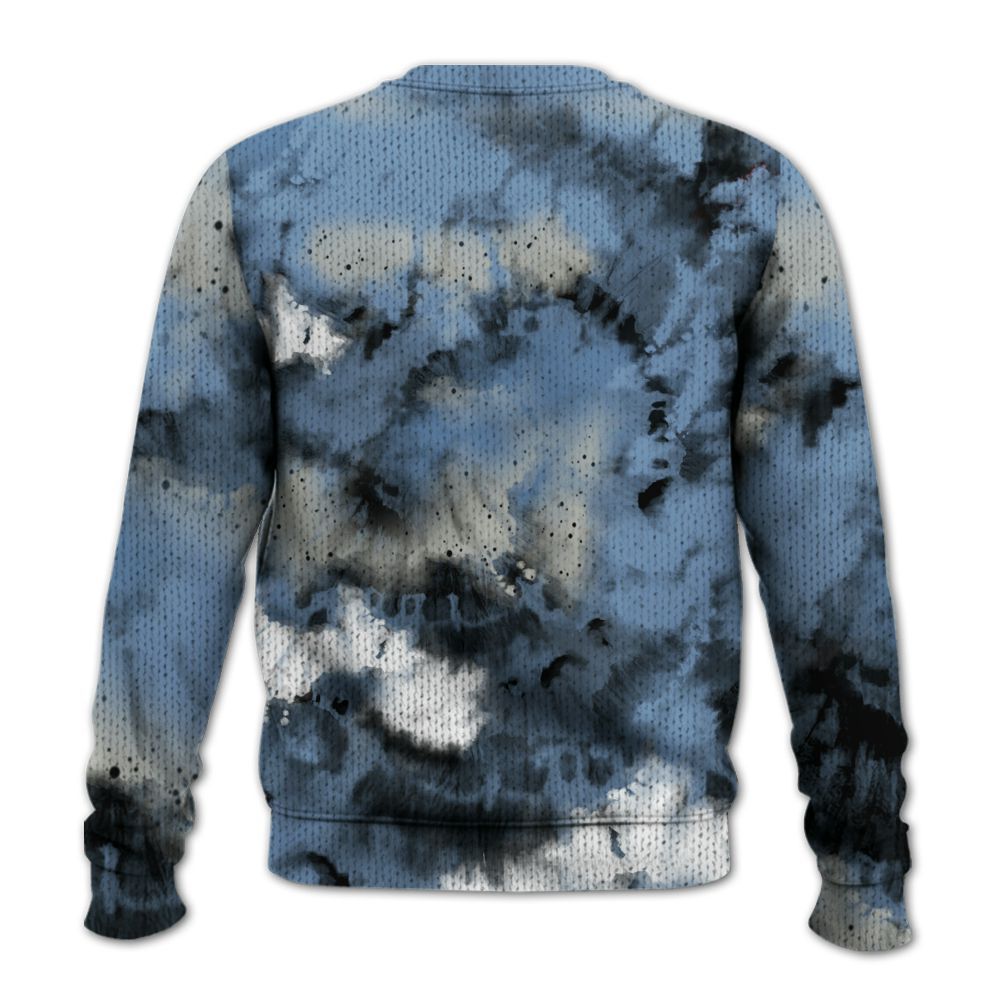Knitted Sweater To Match University Blue 4s - God Blessed Tie Dye