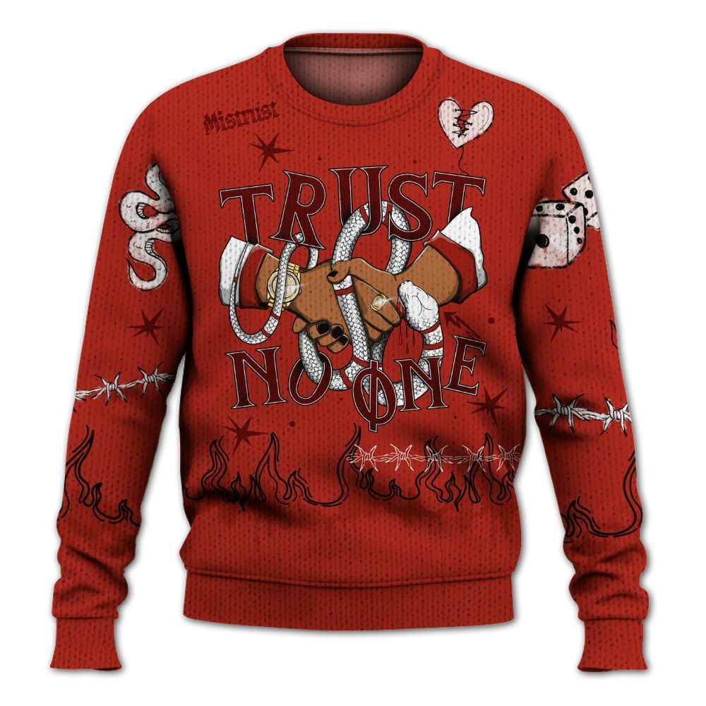 Knitted Sweater To Match SP Firewood Orange 4s - Trust No One Snake-Bite Doodle Crayon