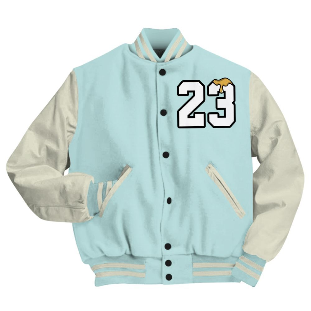 Varsity Jacket To Match Pure Platinum 4s - Custom Name Number 23 Drip All Over Print