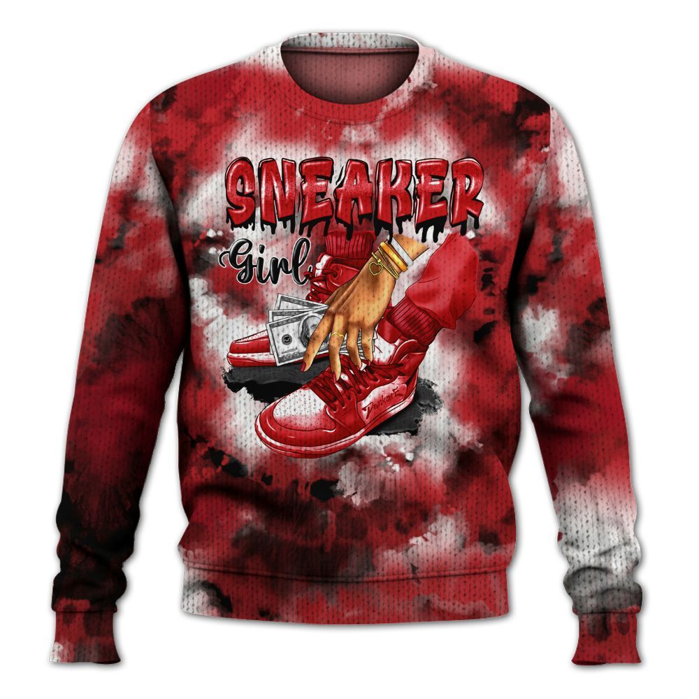 Knitted Sweater To Match Retro Cherry 12s - SNEAKER Girl Money Drip Tie Dye