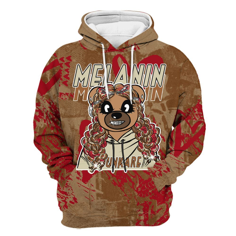 Hoodie To Match Archaeo Brown 5s - Pigments Bear Heart Grunge All Over Print