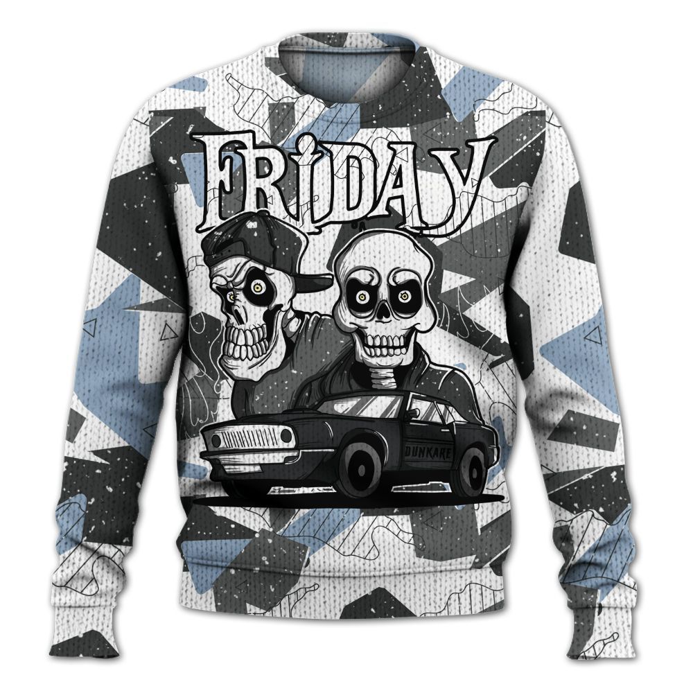 Knitted Sweater To Match Reverse Black White 6s - Friday Funny Retro