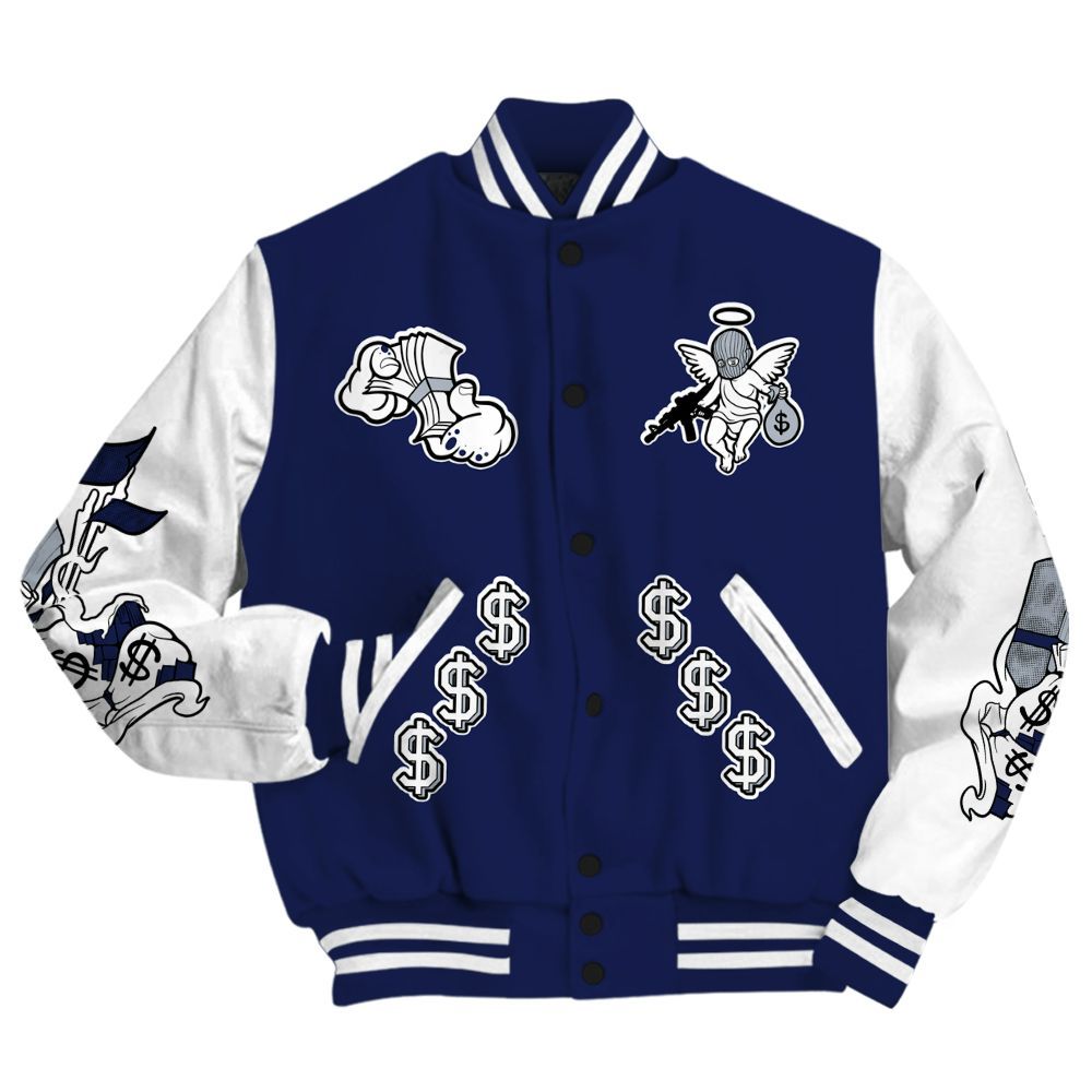 Varsity Jacket To Match Midnight Navy 11s - Ones Move In Silence Graphic All Over Print
