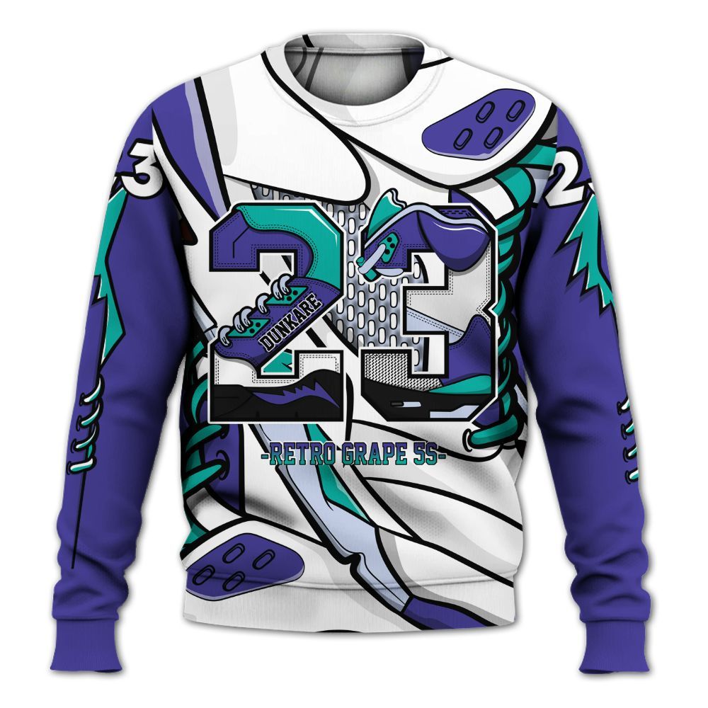 Sweatshirt To Match Retro Grape 5s - Number 23 Style 5s All Over Print