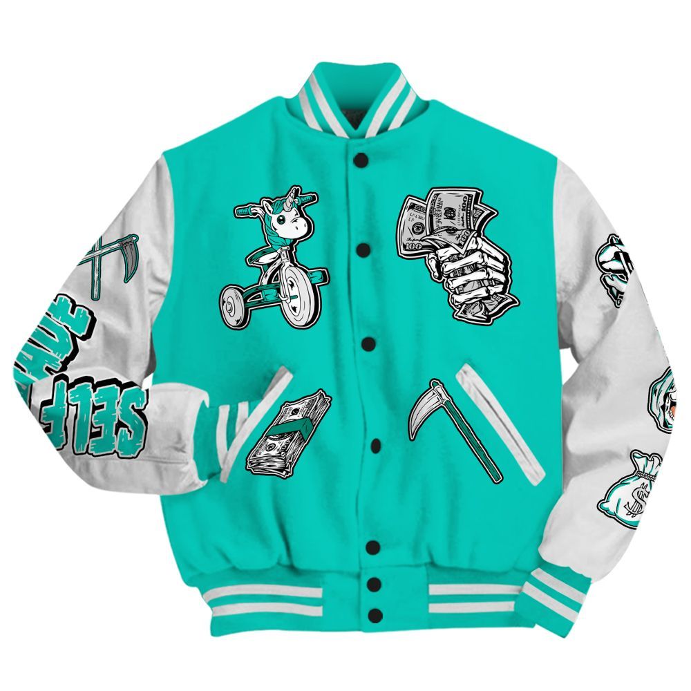 Varsity Jacket To Match Dunk Low Clear Jade - Self Make Skeleton All Over Print