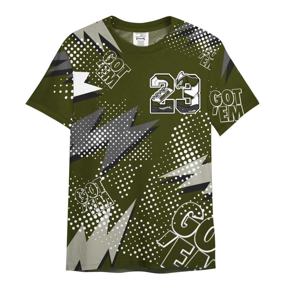 Shirt To Match Dunk Low Pale Ivory Cargo Khaki - Custom Name Number 23 5s All Over Print