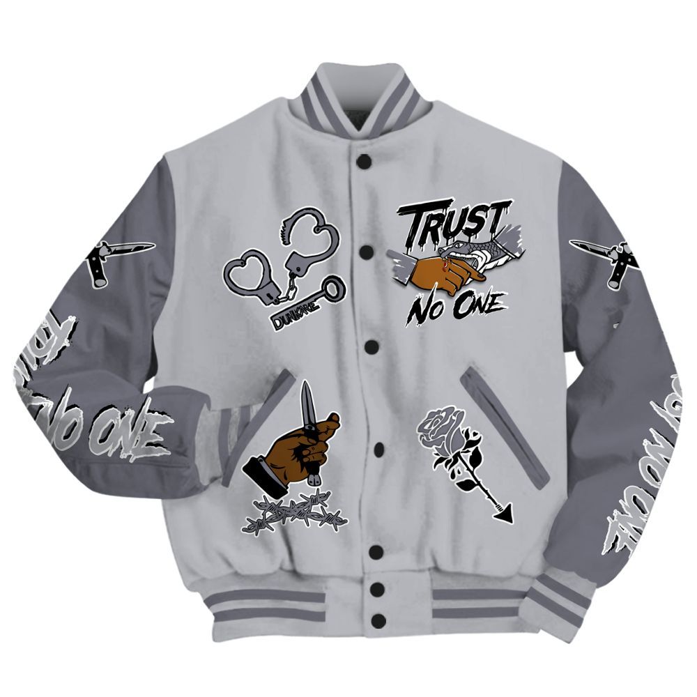 Varsity Jacket To Match Low Cement Grey 11s - Trust No One Dripping All Over Print
