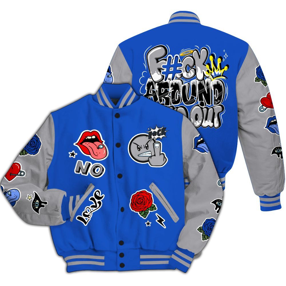 Varsity Jacket To Match Retro Stealth 5s - FK Around Find Out All Over Print