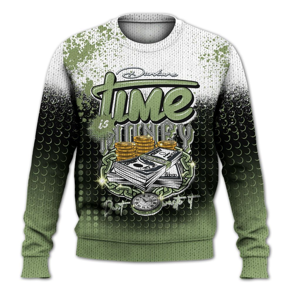 Knitted Sweater To Match Oil Green 4s - Halftone Time Is Money