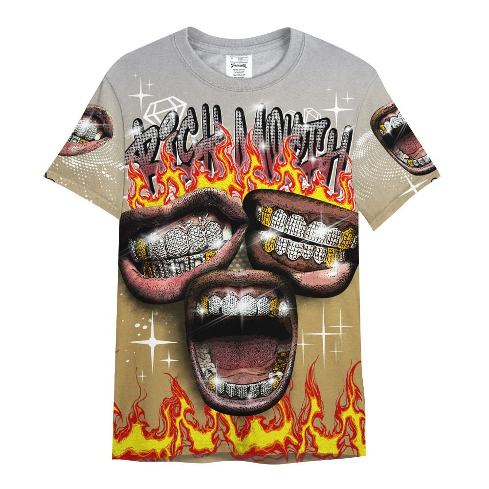 Shirt To Match Kobe 4 Gold Medal - Rich Mouth Fire Rap Retro 90s All Over Print