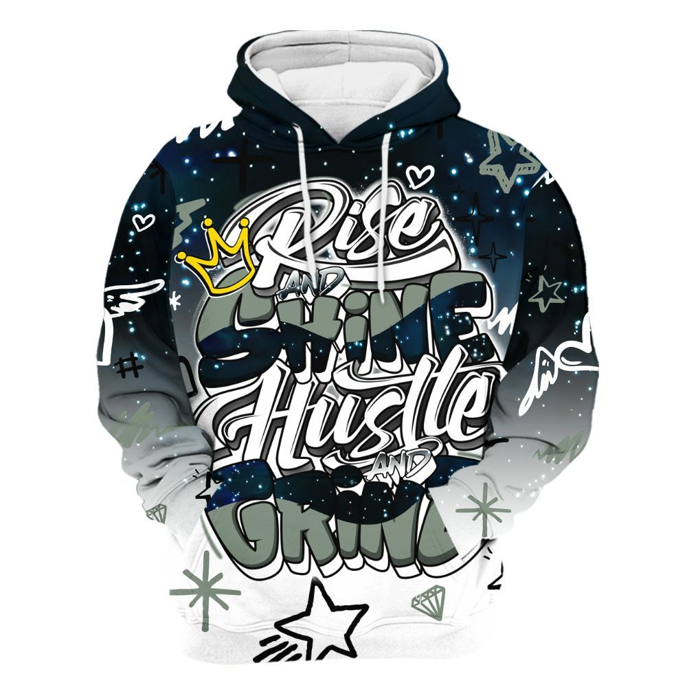 Hoodie To Match Air Foamposite One Galaxy - Rise Shine Hustle Grind All Over Print