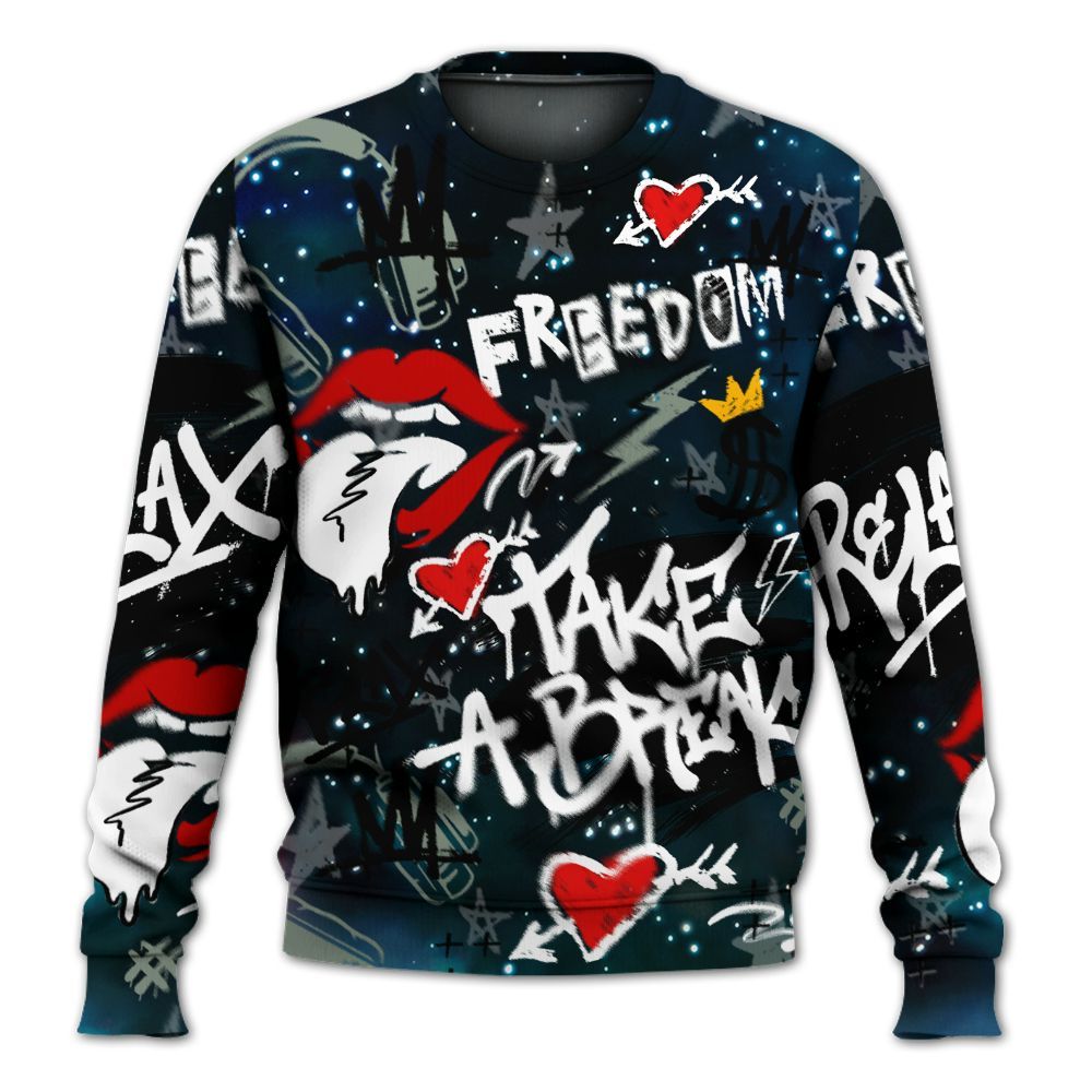 Sweatshirt To Match Air Foamposite One Galaxy - Take Break Freedom Graffiti Streetwear All Over Print