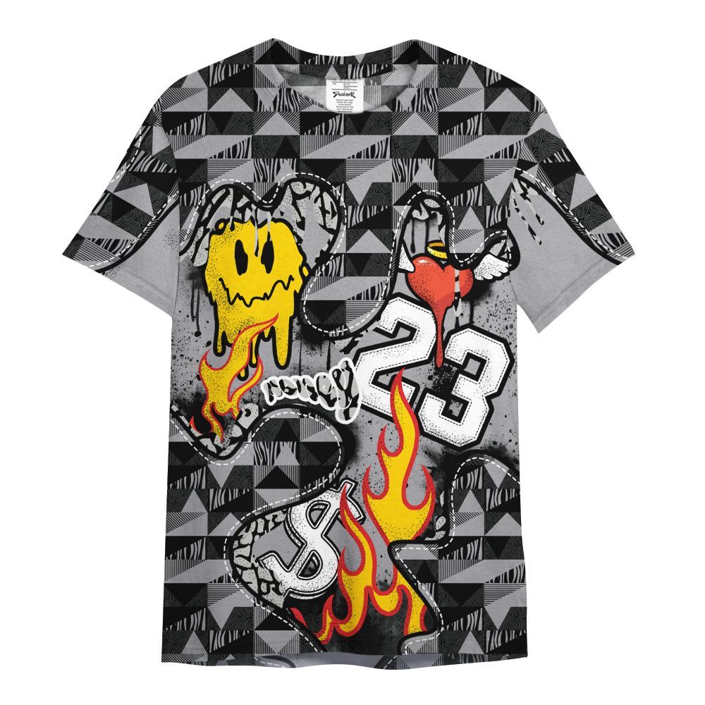 Shirt To Match Cement Grey 3s - 23 Smile Burning Heart All Over Print