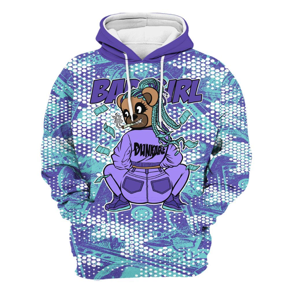 Hoodie To Match Low Hornets 1s - Rebellious Girl Bear Banknotes Art All Over Print
