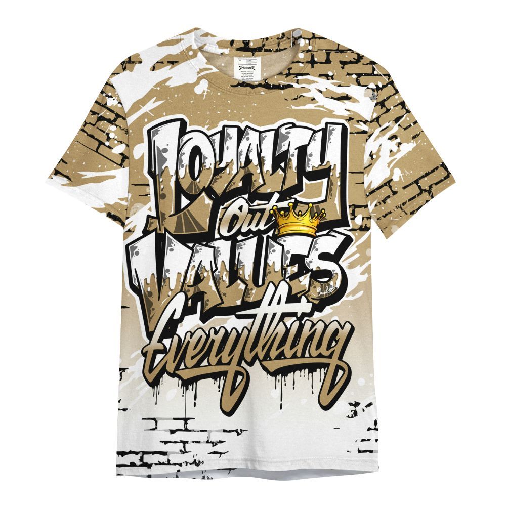 Shirt To Match High OG Black Metallic Gold 1s - Values Of Loyalty Drip All Over Print