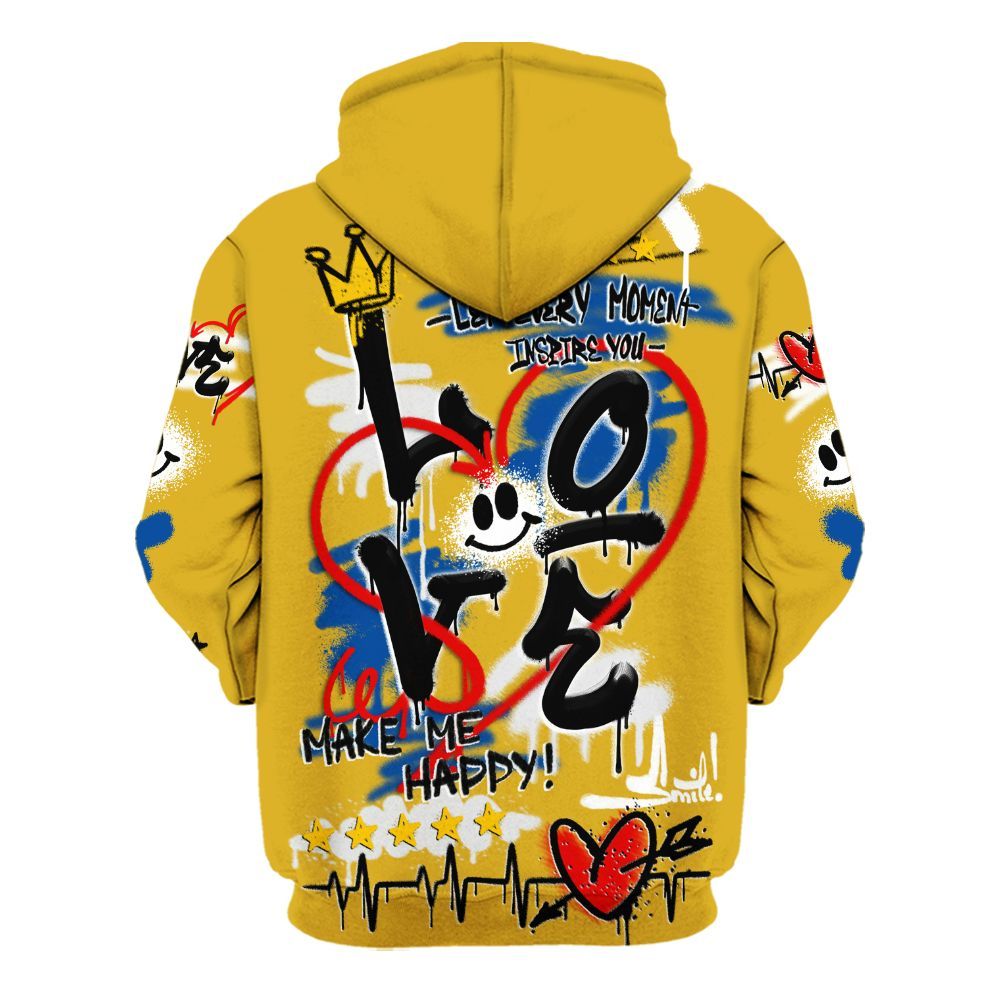 Hoodie To Match High Laney 1s - Happy Love Beats Graffiti Streetwear All Over Print