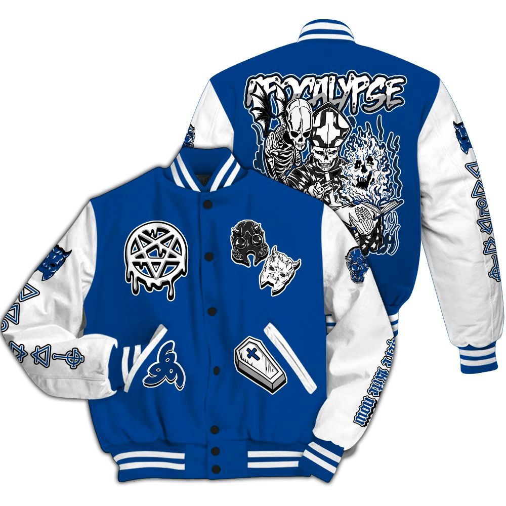 Varsity Jacket To Match Low 85 Royal 1s - Apocalypse Skeleton All Over Print