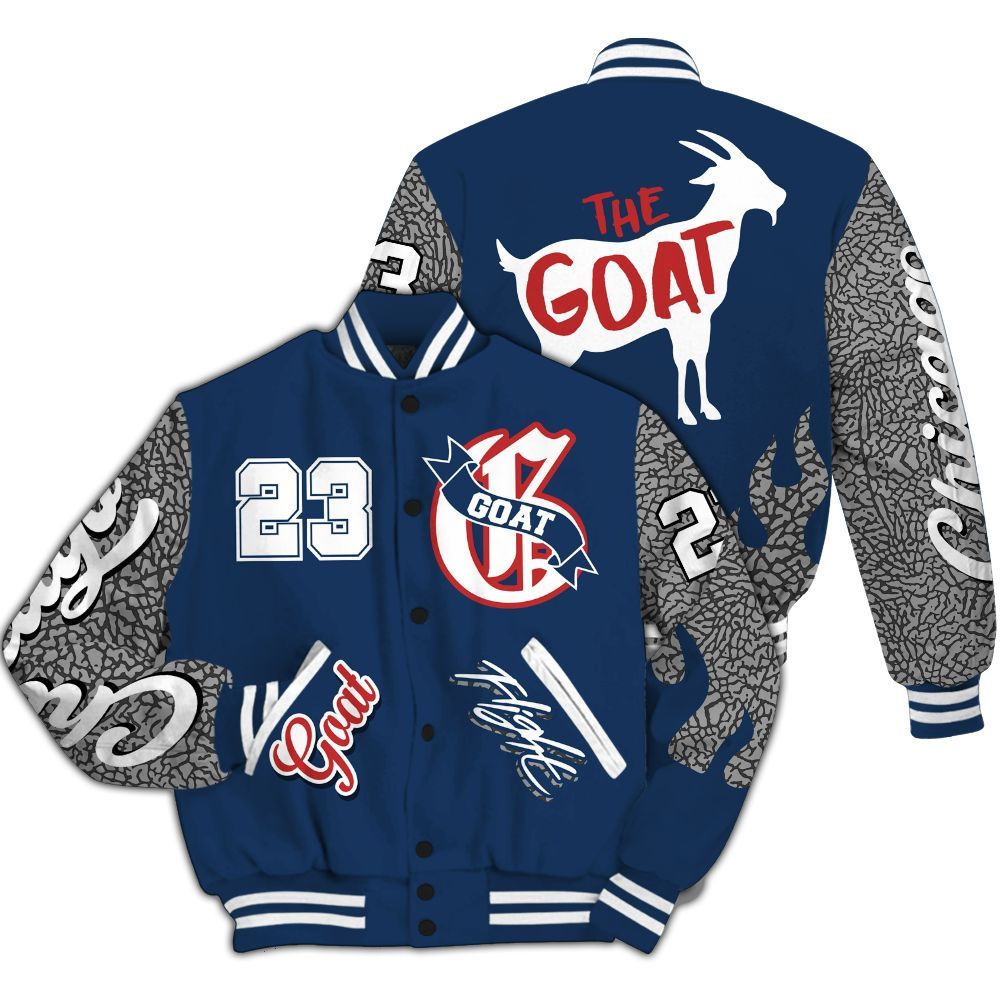 Varsity Jacket To Match SP Sport Royal 3s - The G.O.A.T Flight Streetwear All Over Print