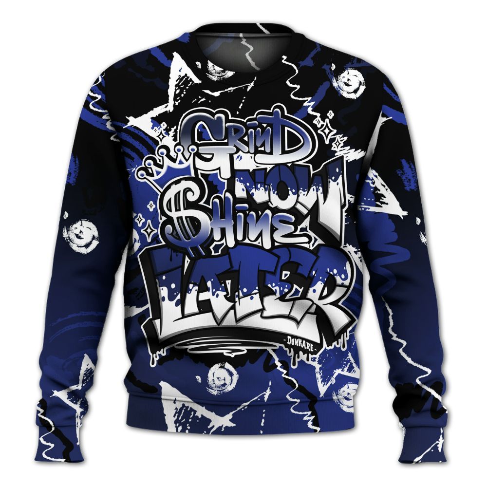 Sweatshirt To Match Air Max Plus Black Racer Blue - Grind Shine Later Drip All Over Print