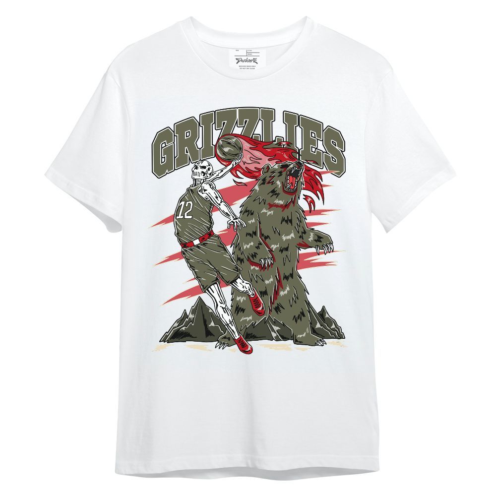 Shirt To Match Low OG Medium Olive 1s - Grizzly Bear Skeleton Unisex Shirt