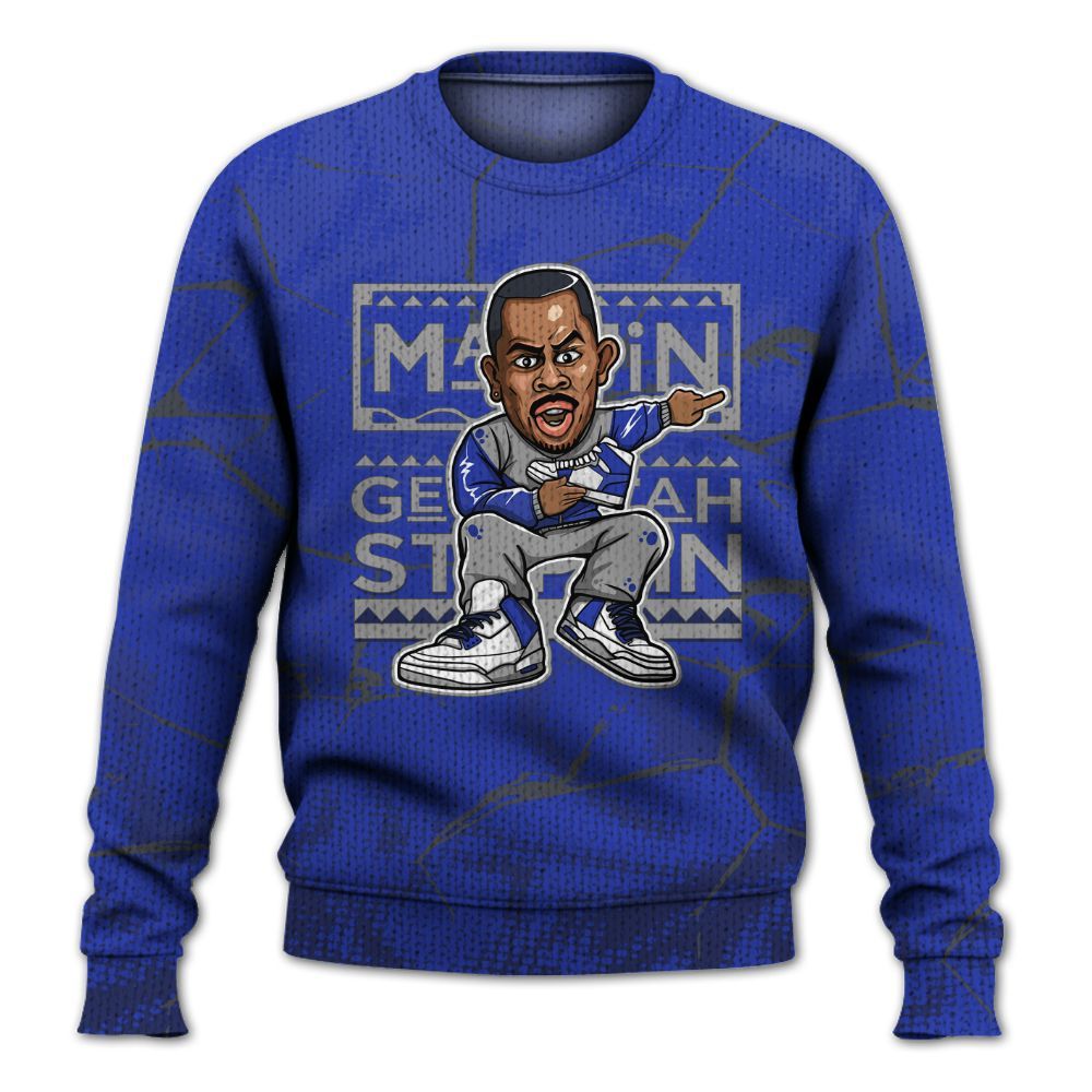 Knitted Sweater To Match Air Max Plus Black Racer Blue - Get Tag Sneakers Steppin' Graphic Crack