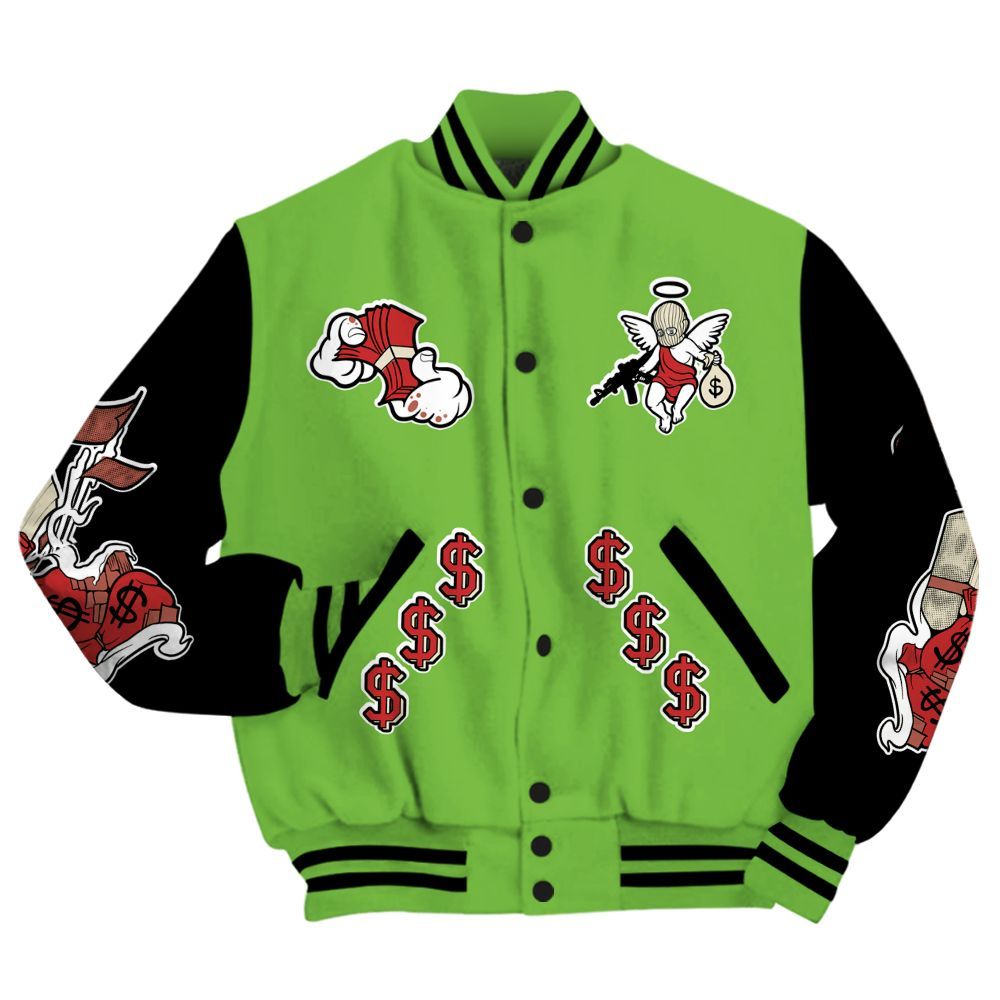Varsity Jacket To Match Air Max Waffle SP Action Green - Ones Move In Silence Graphic All Over Print