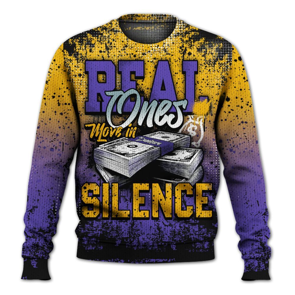 Sweater To Match Imperial Purple 4s - Move In Silence Money Street Retro Graphic