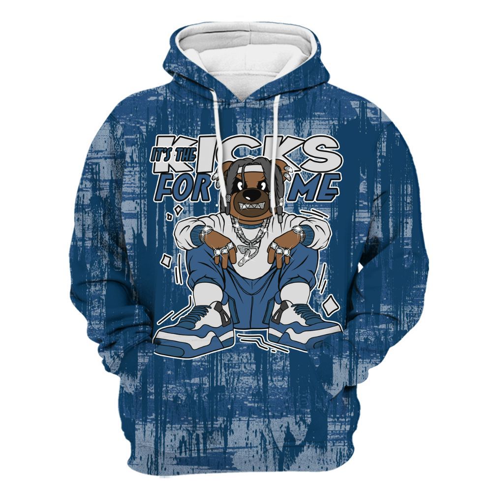 Hoodie To Match High OG Midnight Navy 1s - Sneakers Bear Glitch Art All Over Print