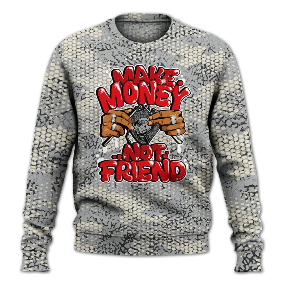 Sweatshirt To Match Cement Grey 3s - Make Moneys Not Friend Graphic Banknotes All Over Print