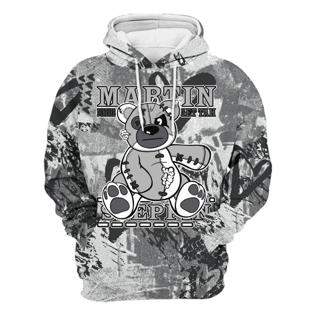 Hoodie To Match White Thunder 4s - Tah Steppin Bear Heart Grunge All Over Print