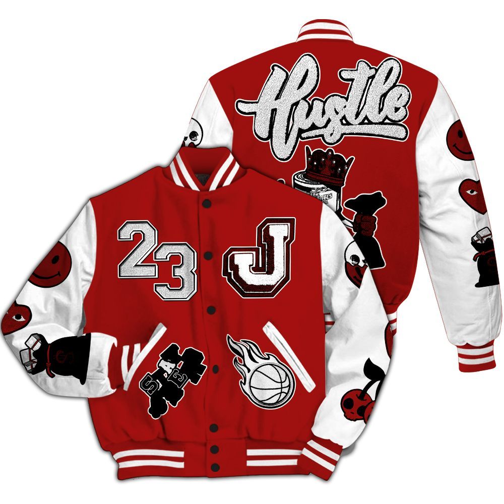 Varsity Jacket To Match Red Taxi 12s - Hustles Money Number 23 All Over Print