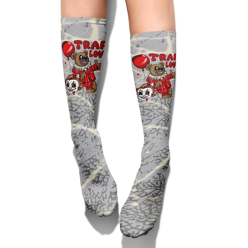 Sock To Match Cement Grey 3s - Trap Loves Bear Profound