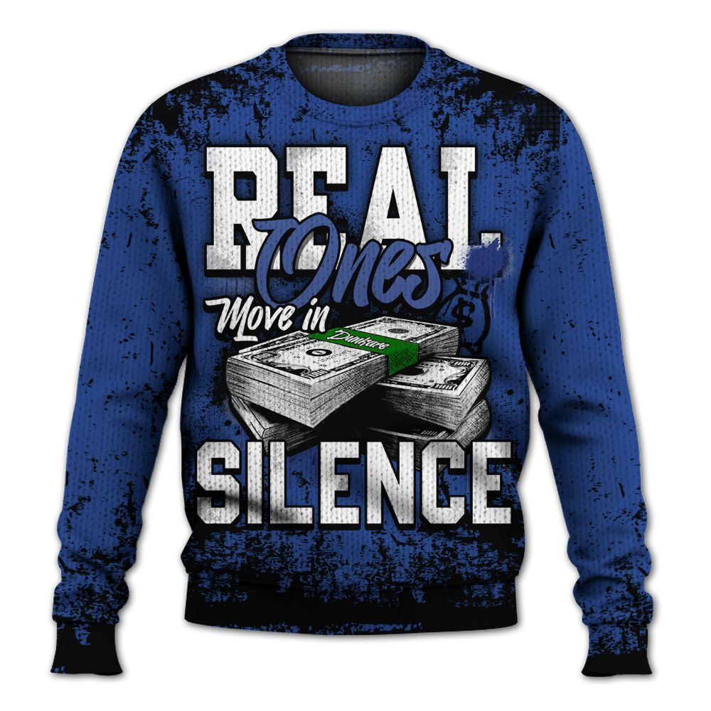 Knitted Sweater To Match Retro Hyper Royal 13s - Move In Silence Money Street Retro