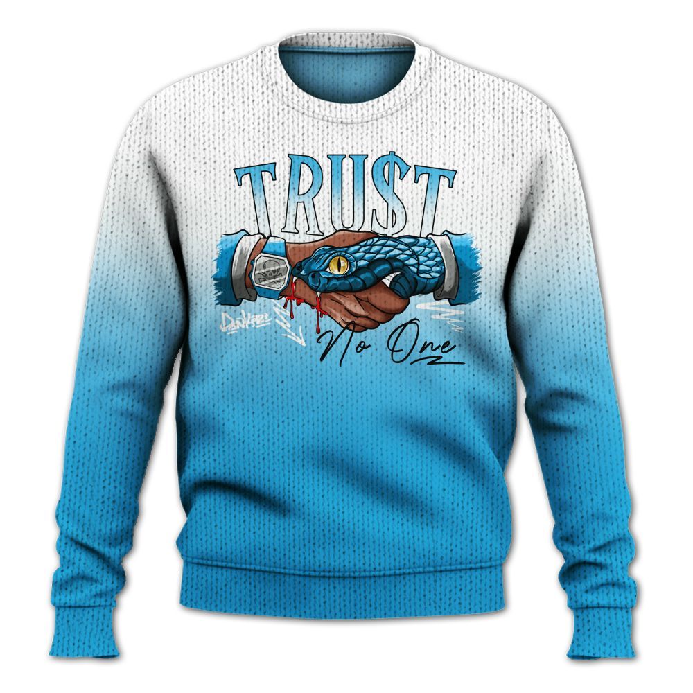 Sweater To Match University Blue Low 2026 11s - Snake Trust No One Drip Graphic
