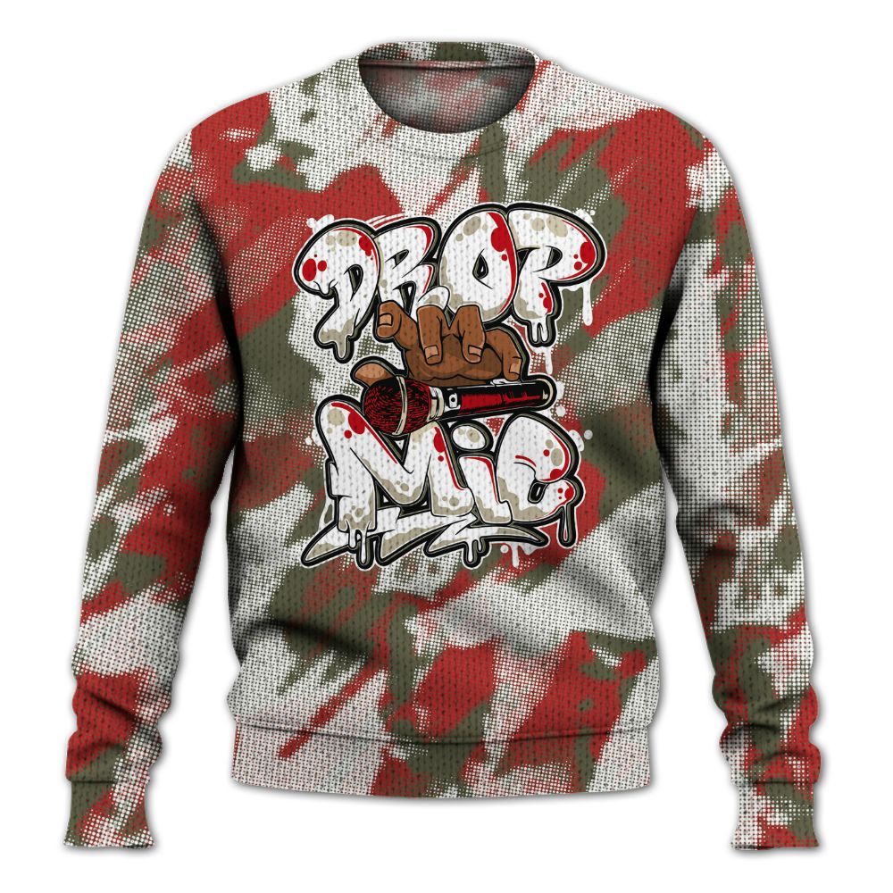 Knitted Sweater To Match Low OG Medium Olive 1s - Drop Mic Abstract