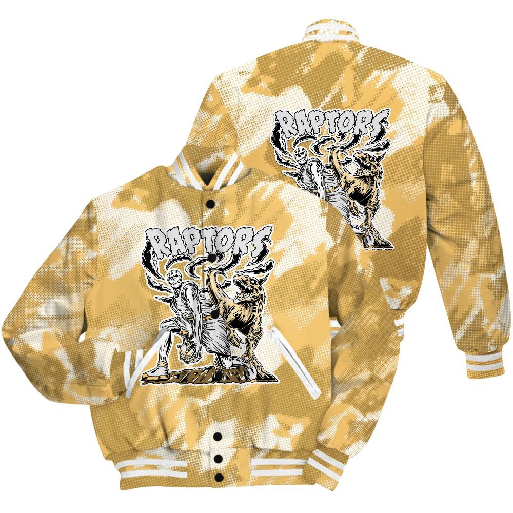 Varsity Jacket To Match Craft Paris 6s Shirt - Raptors Skeleton Abstract Halftone All Over Print