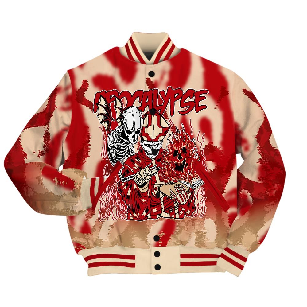 Varsity Jacket To Match Dunk Low Strawberry Waffle - Apocalypse Skeleton Burn Varsity Jacket Unisex