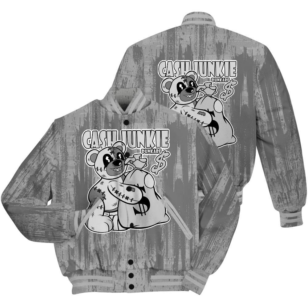 Varsity Jacket To Match Black Wolf Grey 12s Shirt - Cashs Junkie Bear Glitch Art All Over Print