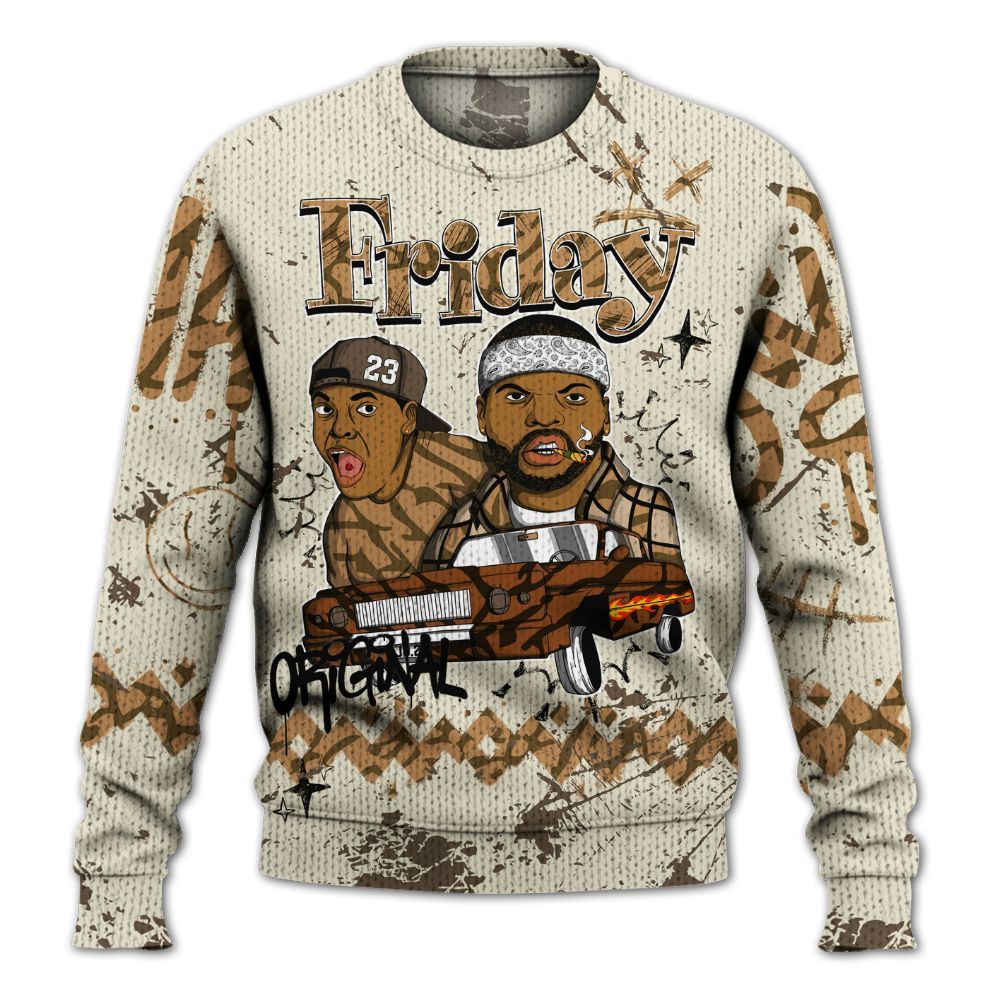 Knitted Sweater To Match Orewood Brown 3s - Friday Sneaker Crayon