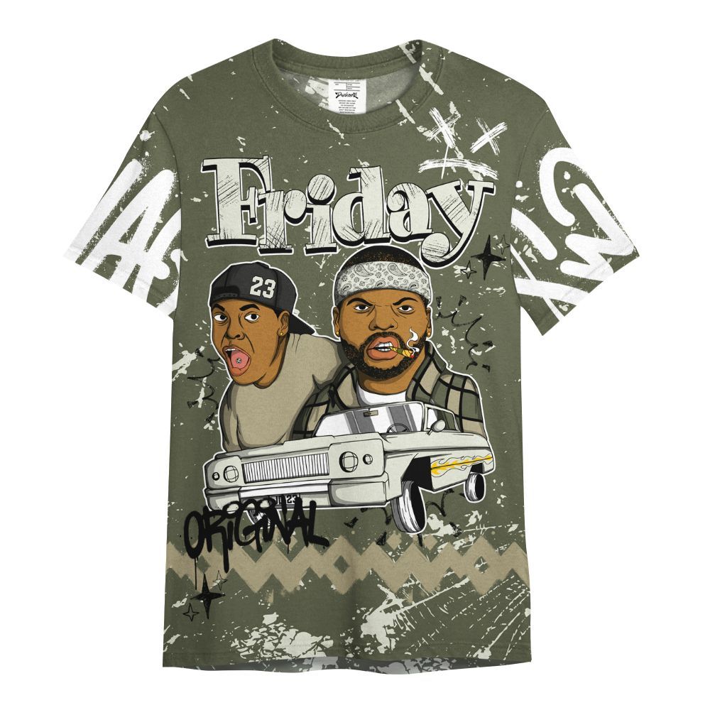 Shirt To Match Low OG Medium Olive 1s - Friday Sneaker Crayon All Over Print