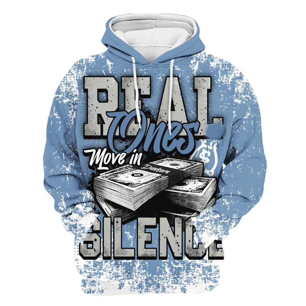 Hoodie To Match University Blue 4s - Move In Silence Money Street Retro All Over Print