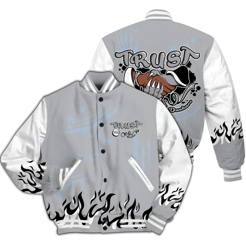 Varsity Jacket To Match Low OG Wolf Grey 1s - Graphic Trust No One All Over Print