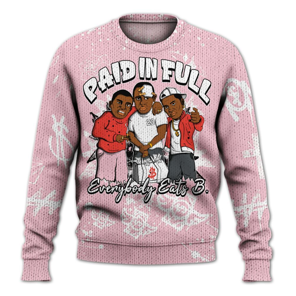 Sweater To Match Retro Awake Arctic Pink - Everybody Paid In Full Crayon Graphic